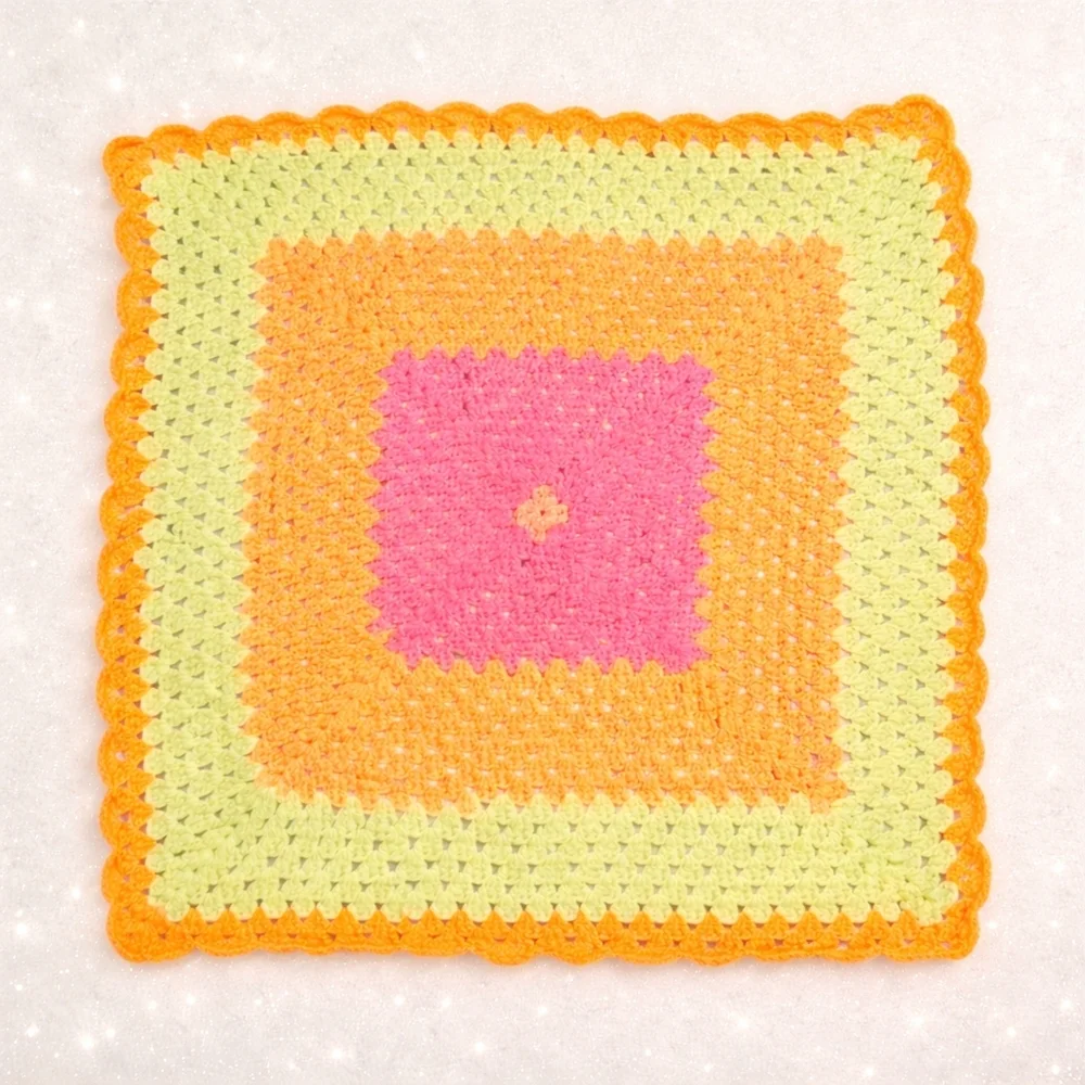 Handmade Super Soft Colorful Neon Crocheted Granny Square Blanket New